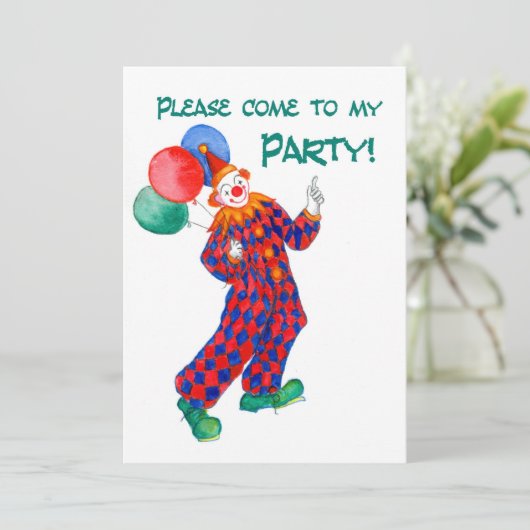 Clown Party Uitnodiging (Staand voorkant)