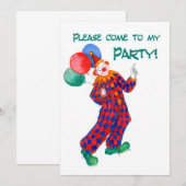 Clown Party Uitnodiging (Voorkant / Achterkant)