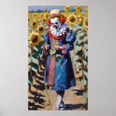 Clown plukken Zonnebloemen Poster (Voorkant)