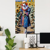 Clown plukken Zonnebloemen Poster (Thuiskantoor)