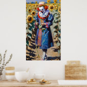 Clown plukken Zonnebloemen Poster (Keuken)