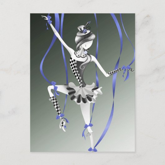 Clown Pop Blauwe Lint Kaart (Voorkant)