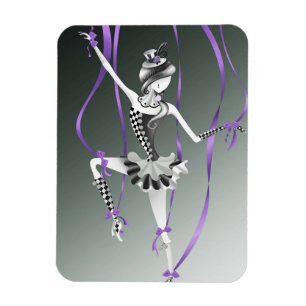 Clown Poppenkast Ballerina Paarse Lint Koelkastmag Magneet