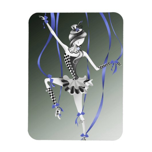 Clown Puppet Ballerina Blue Ribbon Fridge Magnet Magneet (Verticaal)
