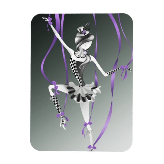 Clown Puppet Ballerina Purple Ribbon Fridge Magnet Magneet (Verticaal)