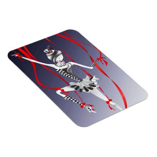 Clown Puppet Ballerina Red Ribbon Fridge Magnet Magneet (Rechterzijde)