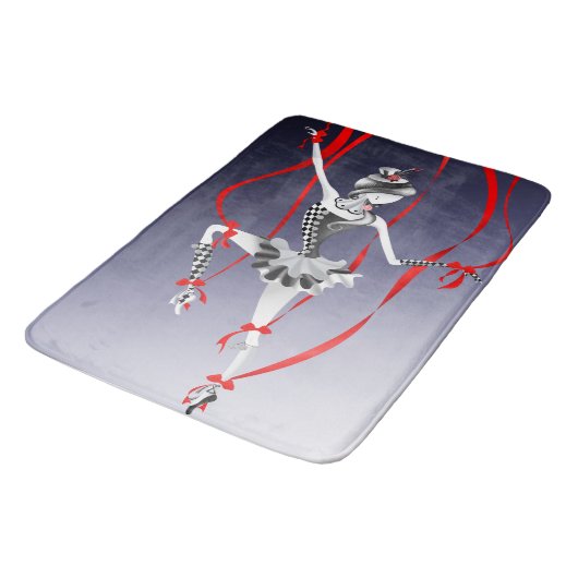 Clown Puppet Red Ribbons Bath Mat (Gekanteld)