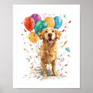 Clown Retriever � Circus Hond met Ballonnen Poster