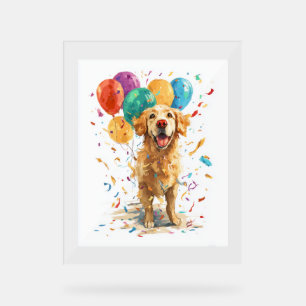 Clown Retriever - Circushond met ballonnen Acryl Bord
