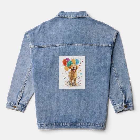 Clown Retriever - Circushond met ballonnen Denim Jacket (Achterkant)