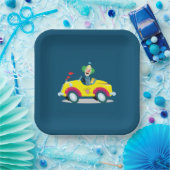 Clown rijden een auto papieren bordje (Feest)