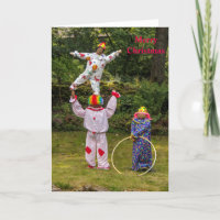 Clown Scarecrows Merry Christmas Greeting Card