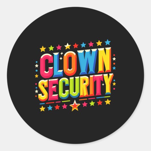 Clown Security Halloween Kostuum Ronde Sticker (Voorkant)