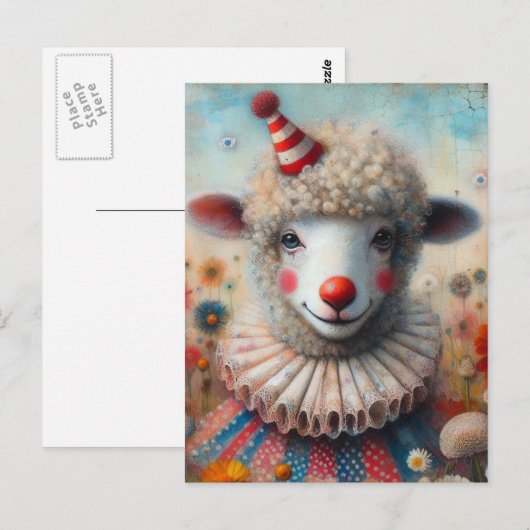 Clown Sheep Briefkaart (Voorkant / Achterkant)