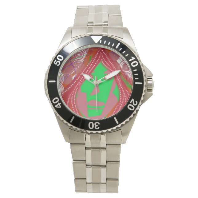 Clown Steampunk RVS Heren Armband Horloge (Voorkant)