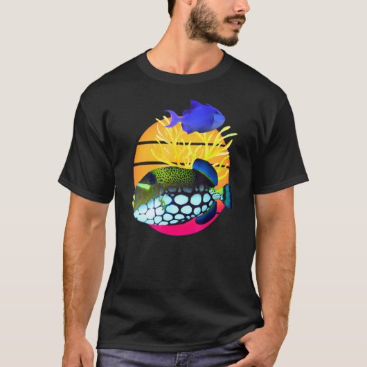 Clown Trigger Niger Trigger Fish Aggressieve Zoutw T-shirt (Voorkant)