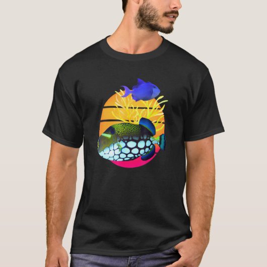 Clown Trigger Niger Trigger Fish Agressive Saltwat T-shirt (Voorkant)