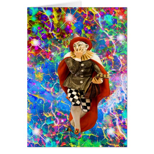 Clown Troubadour Birthday Card (Voorkant)