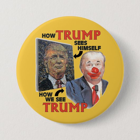 Clown Trump Ronde Button 7,6 Cm (Voorkant)