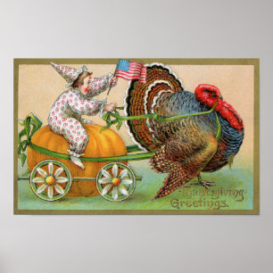 Clown Turkey Ride  Art Poster