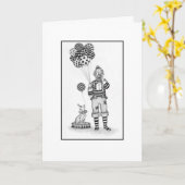 Clown Verjaardag Kaart (Gele Bloem)