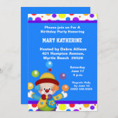 Clown Verjaardag Uitnodiging (Voorkant / Achterkant)