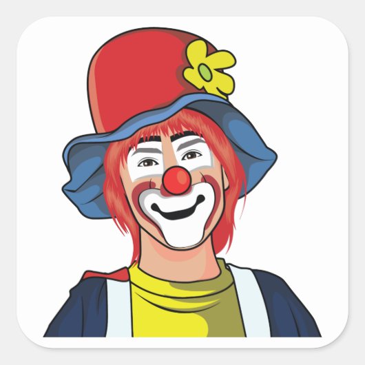 clown vierkante sticker (Voorkant)