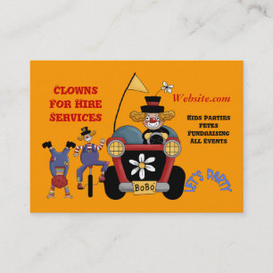 Clown voor verjaardagsfeestje kinderen visitekaartje