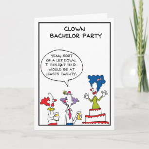 Clown vrijgezellenfeest bedankkaart