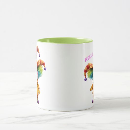 Clown, vrolijk met gekleurde hoed. mok (Midden)