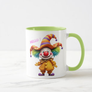 Clown, vrolijk met gekleurde hoed. mok