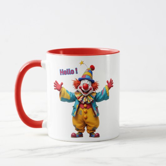 Clown, vrolijk met veel glimlach. mok (Links)