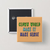 Clown Wereld Vierkante Button 5,1 Cm (Voorkant /achterkant)