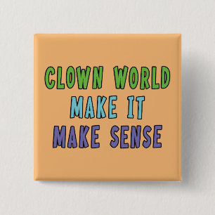 Clown Wereld Vierkante Button 5,1 Cm