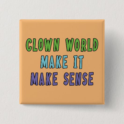 Clown Wereld Vierkante Button 5,1 Cm (Voorkant)