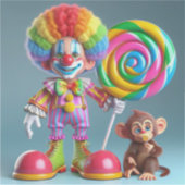 Clown with a Monkey beroemd gemaakt door Natasha U Sticker (Voorkant)