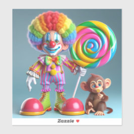 Clown with a Monkey beroemd gemaakt door Natasha U Sticker