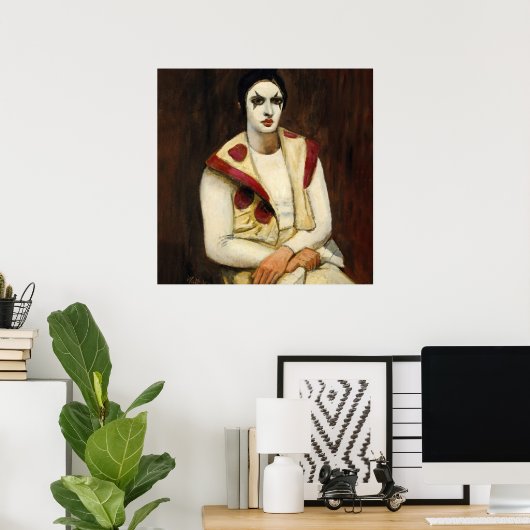 "Clown with Black Wig" door Walt Kuhn Poster (Thuiskantoor)