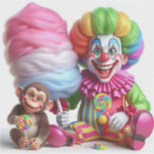 Clown with Cotton Snoep beroemd gemaakt door Natas Sticker (Voorkant)