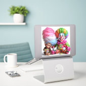 Clown with Cotton Snoep beroemd gemaakt door Natas Sticker (Laptop op bureau)