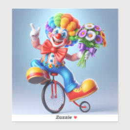 Clown with Flowers beroemd gemaakt door Natasha Us Sticker