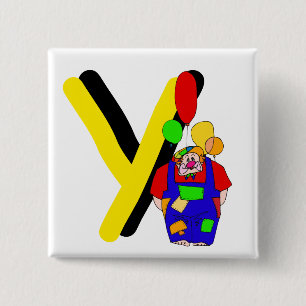 Clown Y.png Vierkante Button 5,1 Cm
