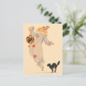 Clown Zwart Kat Kostuum Trick or treat Briefkaart (Staand voorkant)