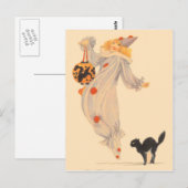 Clown Zwart Kat Kostuum Trick or treat Briefkaart (Voorkant / Achterkant)