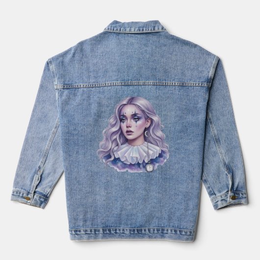Clowness met zakhorloge denim jacket (Achterkant)