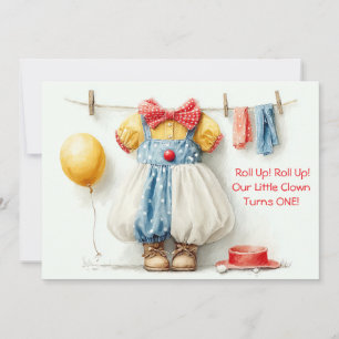 Clownette Couture 1e verjaardagsfeestje Kaart