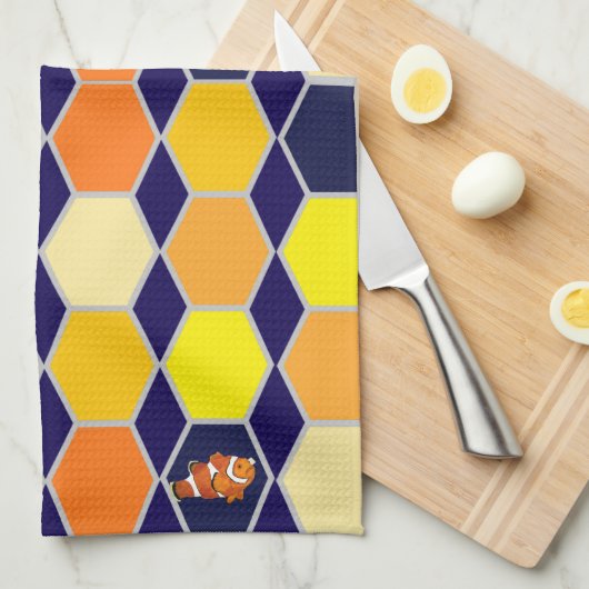 Clownfish Hand getrokken kunst Theedoek (Quarter Fold)