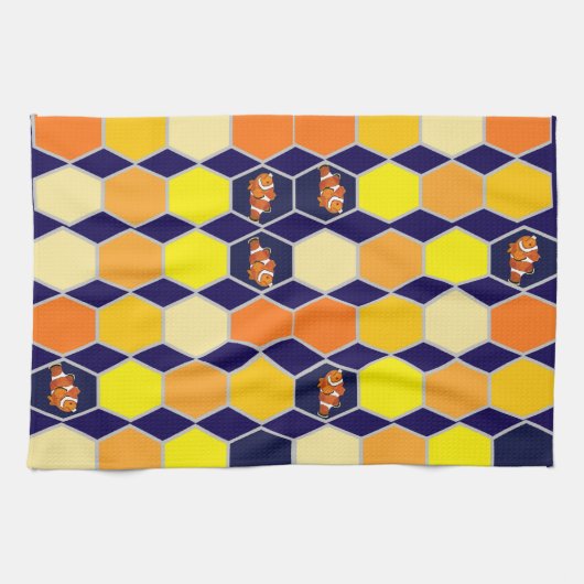 Clownfish Hand getrokken kunst Theedoek (Horizontaal)