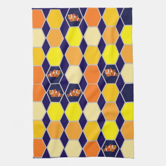 Clownfish Hand getrokken kunst Theedoek (Verticaal)