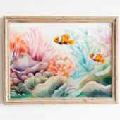 Clownfish Harmony: Waterverf Anemone Reef Print